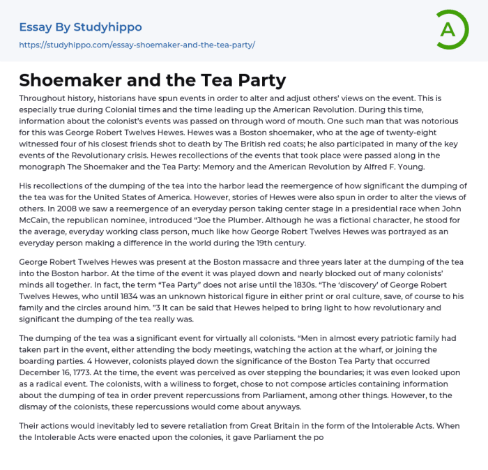 Shoemaker and the tea party